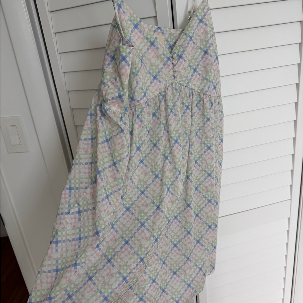 Djerf Avenue Airy Poplin Mini Dress Cottage Meadow - Picture 3 of 5